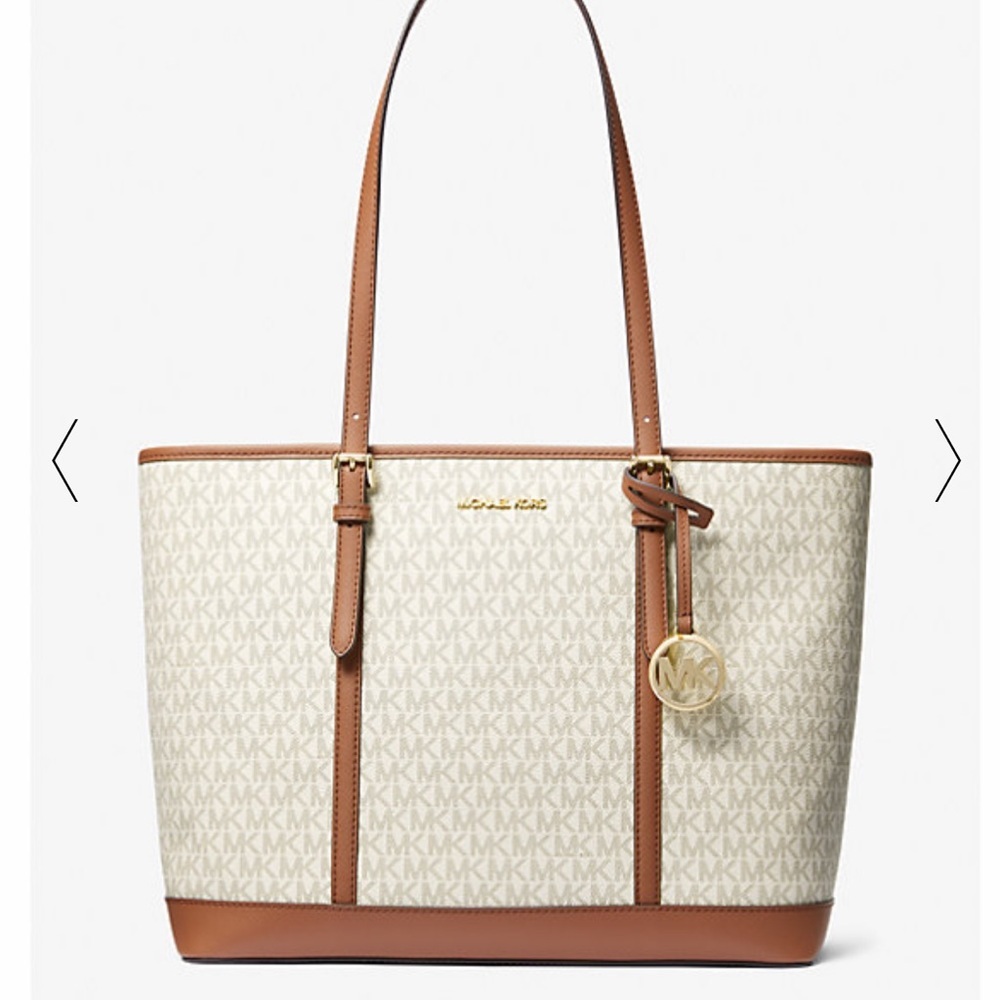MICHAEL KORS
Jet Set Travel Large Logo Tote Shoulder Bag
COLOR VANILLA 
NWT - Picture 4 of 16